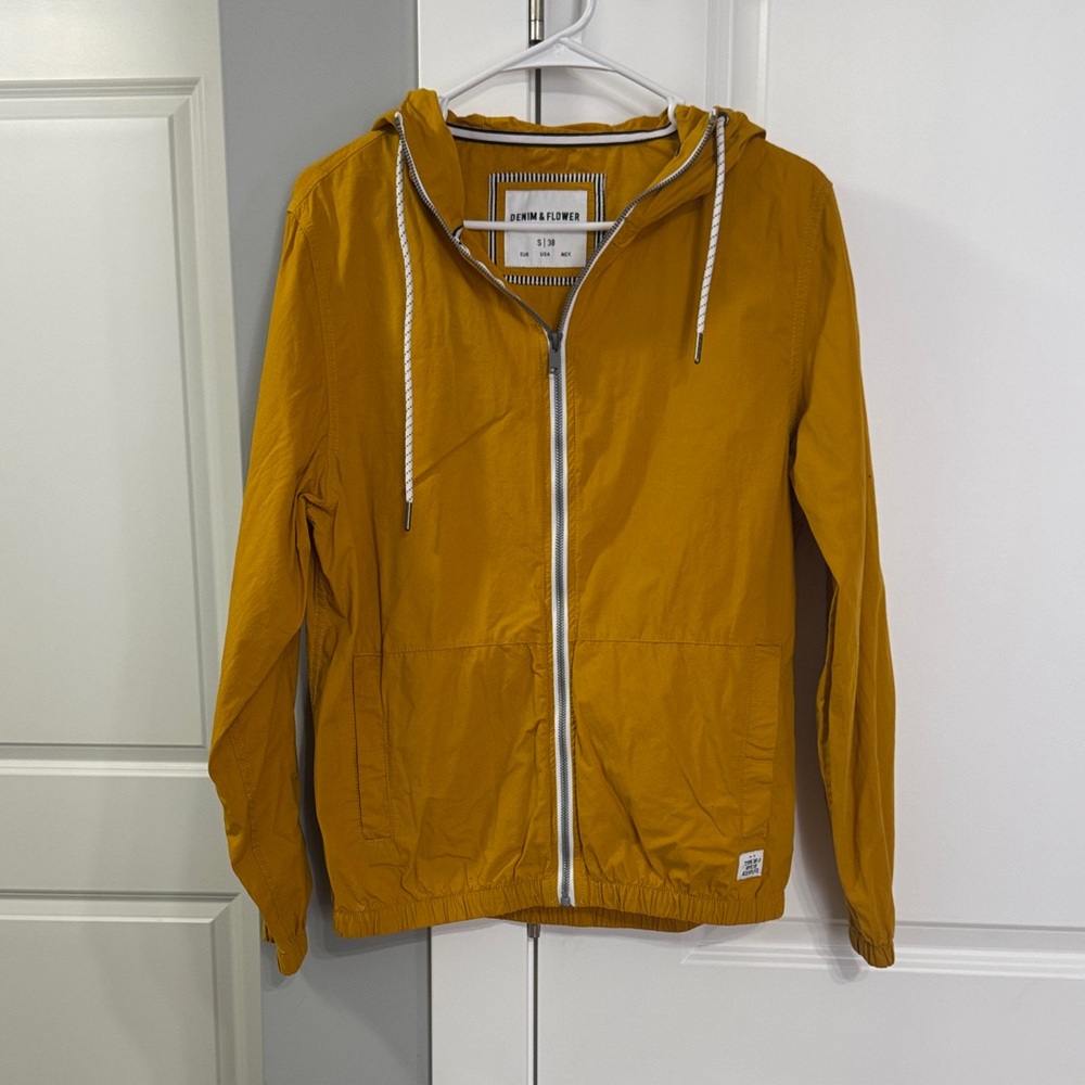 Men’s Denim & Flower Yellow Hooded Jacket